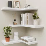 Homagle Wandregal Holz Eckregal HäNgend L-FöRmiger HäNgeregal Bilderleiste Schweberegal Regal KüChe GewüRzregal FüR Wohnzimmer Schlafzimmer Bad Flur BüRo Wand Deko,3er Set (Weiß)