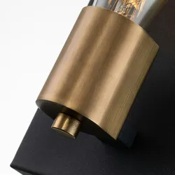 Licht-Erlebnisse Wandlampe QUINT Zink Antik, Messing Antik, minimalistisch, Stahl, 1x E27 bis 60W LE121391