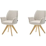 Esszimmerstuhl MUSTERRING "Tiama", beige (wildeiche, champagne), B:63cm H:91cm T:65cm, Massivholz, Stühle, Esszimmerstuhl, Stativgestell Eiche massiv, 180 drehbar, Stoff Cord oder Bouclé