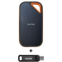 SanDisk Extreme Pro Portable SSD 2 TB V2 - USB-C 3.2 Gen2 IP65 wasserresistent + SanDisk Ultra Dual Drive Go 128 GB USB 3.1 Type-C / USB-A Stick