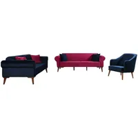 JVmoebel Sofa Blaue Luxus Sofagarnitur 3+3+1 Sitz Design Sofa Polster Couchen, Made in Europe blau