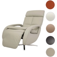 Relaxsessel HWC-L11, Design Fernsehsessel TV-Sessel Liegesessel, Liegefunktion drehbar, Voll-Leder ~ grau