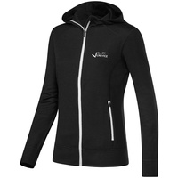 BLACK CREVICE - Damen Merino Kapuzenjacke | Mulesingfrei | Farbe: Schwarz | Größe: 36