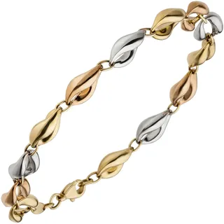 Goldarmband JOBO, gelb (gelbgold 585), Armbänder, Damen, Gelbgold 585-Roségold 585-Weißgold 585, Gelbgold 585, Rosu00e9gold 585, Weißgold 585, 585 Gelbgold Roségold Weißgold tricolor 19 cm