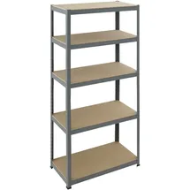 pro-bau-tec Schwerlastregal Holz 180 x 90 x 45 cm grau 5 Böden