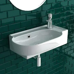 Alpenberger Design Mini Waschbecken Keramik Handwaschbecken 45 cm breit Gäste-WC Lösung Zeitloses Design