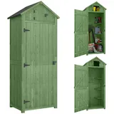 Outsunny Gartenschrank Holz Geräteschuppen mit 3 abnehmbar Ablage Grün - Grün