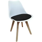 Stuhl Atlanta Weiß, Webstoff Schwarz Esszimmerstuhl Kunststoffschale