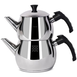 SERENK Teekanne Serenk Modernist Türkisches Teekanne-Set, Caydanlik, Schwarz