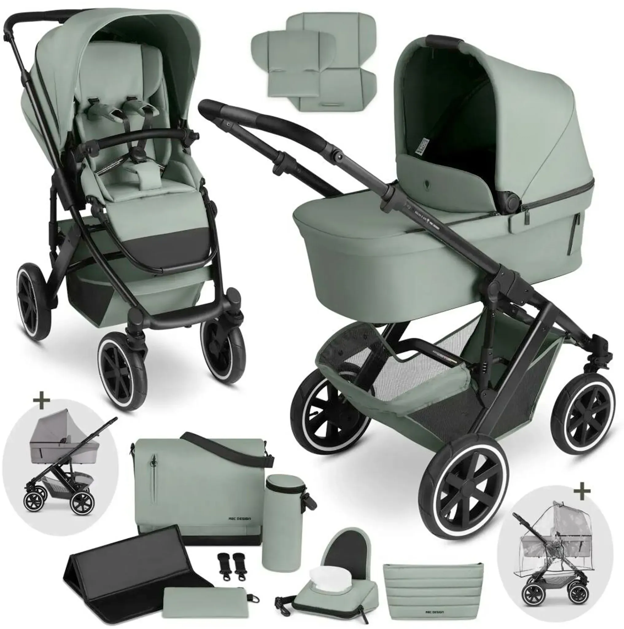 ABC Design Kombikinderwagen Salsa 5 Air inkl. Wickeltasche, Moskitonetz und Regenschutz, gruen