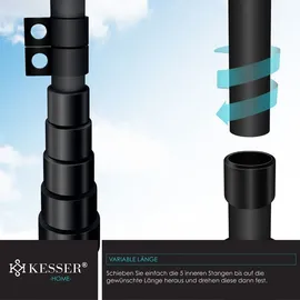 Kesser KESSER® Teleskop Fahnenmast Aluminium 6,30m Bodenhülse 60cm inkl Deutschlandfahne Höhenverstellbar Flaggenmast Mast Deutschland Flagge Alu