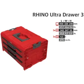 Toolbrothers RHINO L Drawer 3 ULTRA Organize+ mit drei Schubläden + Boxen blau 4,50 l