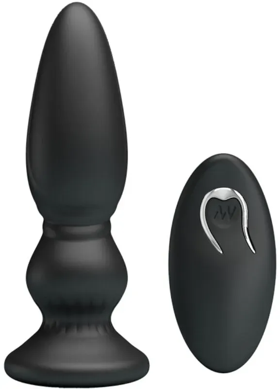 MR PLAY - LEISTUNGSSTARKER VIBRATOR MIT FERNBEDIENUNG, ANALSTECKER, SCHWARZ