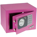 HMF 46126-15 Tresor mit Zahlenschloss, Möbeltresor klein, 23 x 17 x 17 cm, Pink
