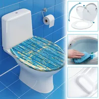 WC Sitz Toilettendeckel Klodeckel Absenkautomatik Duroplast Blau Planks Stabil