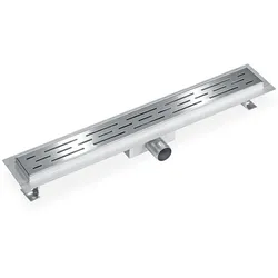 tectake Duschrinne Edelstahlrost mit Geruchsstop und Haarsieb – 600 mm Länge