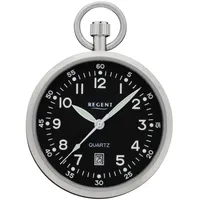 Taschenuhr REGENT "P777", schwarz (edelstahlfarben), Taschenuhren, Herren, Taschenuhr, Quarzuhr, Herrenuhr, Datum, Mineralglas, analog