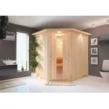 Karibu Sauna Lilja - 68 mm Systemsauna - 230 Volt Plug & Play-Ohne Ofen-Ohne Dachkranz- Energiesparende Saunatür