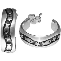 Paar Ohrstecker OSTSEE-SCHMUCK "Ostsee-Schmuck Ohrstecker Fisch & Stern Ohrstecker Fisch & Stern", weiß, Ohrringe, Damen, 19 x 7mm, Silber 925 (Sterlingsilber)