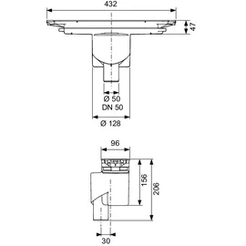 TECE Ablauf "senkrecht", DN 50, Ablaufleistung 1,37 l/s