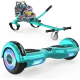 HITWAY Balance Scooter 6.5 Zoll Hoverboards Hoverkart Mit Sitz und Bluetooth und LED-Blitz, 15 km/h, mit einem Go-Kart können Sie mehr Spaß haben. grün