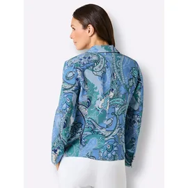 Creation L Premium Jackenblazer CREATION L PREMIUM "Seiden-Blazer", Damen, Gr. 46, himmelblau, eisblau, bedruckt, 100% Seide, Blazer