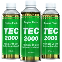 TEC 2000 Motorspülung - 3 x Engine Flush Motorreiniger für Benzin Diesel oder Gasmotoren 375ml Set - Kraftstoffadditiv zur Systemreinigung - Motorpflege Zusatz, 3 x 375ml