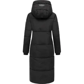 Navahoo Damen langer Wintermantel warmer Steppmantel mit 2-Wege-Reißverschluss und verstellbarer Kapuze Taublüte XIV Black Gr. 5XL - 5XL