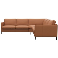 FLEXLUX Ecksofa »Fiore, L-Form, bequem und komfortabel durch hochwertigem Sitzaufbau«, schmale Armlehnen, Kaltschaum, Füße Alu+schwarz braun