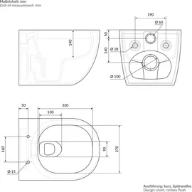 luxebath Hänge-WC mit WC-Sitz Schwarz matt Nano-Beschichtung