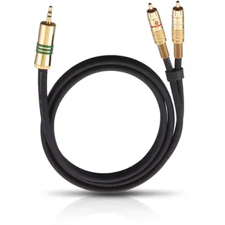 Oehlbach 2056 Cinch / Klinke Audio Anschlusskabel [2x Cinch-Stecker - 1x Klinkenstecker 3.5 mm 100 m Schwarz