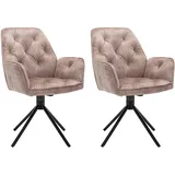 byLIVING Esszimmerstuhl SARINA 2er Set, Samtbezug beige Gestell schwarz