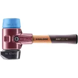 Halder Simplex Schonhammer - 60 mm Gummi schwarz / TPE-soft blau mit Standfuß kurzer Stiel mit Tempergussgehäuse und hochwertigem extra kurzen Holzstiel D=60 mm/Stielausführung=extra kurz | 3012.262