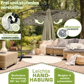 tillvex Ampelschirm Ø 350 cm Braun