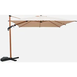Ampelschirm rechteckig 3x4 m beige, Mast in Holzoptik - Etretat