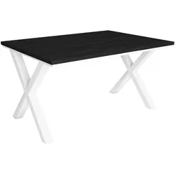 SKRAUT HOME Esstisch, 6 Plätze, 140x90x75cm, Robust und stabil dank Zarge und massiven Beinen, Farbe Schwarz, Industriestil - T140BocXBL