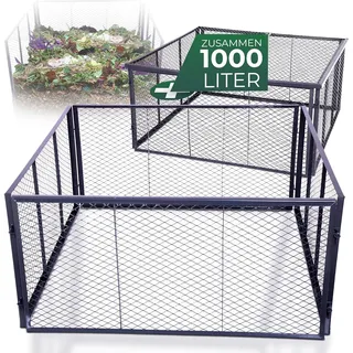 Novatool Novatool, Komposter + Gartensack, Garten-Komposter Metall 100x100x100 cm + Deckel oder Boden, mit erweiterbarem Stecksytem, p (1000
