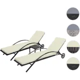 Mendler HWC-E27 2er-Set Sonnenliege 200 x 65 x 87 cm Schwarz/Creme-beige