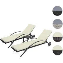Mendler HWC-E27 2er-Set Sonnenliege 200 x 65 x 87 cm Schwarz/Creme-beige