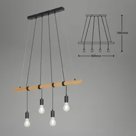 Briloner 4-flg. 25W 60 cm Holz/Metall schwarz