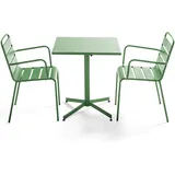 Oviala Palavas Gartenset Tisch quadratisch 3-tlg. mit Armlehnen Grüner Kaktus