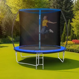 Tectake tectake® Trampolin, Ø 244 cm, GS-zertifiziert, Randabdeckung, inklusive Einstiegsleiter