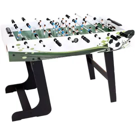 MCW Tischkicker Manchester, Kicker Kickertisch Tischfussball, klappbar 84x121x105 ~ weiß/grün Fußballmotiv