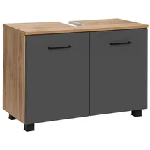WELLTIME Waschbeckenunterschrank Trento 80 x 54 x 19 cm Braun/Grau