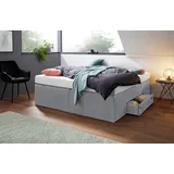 Westfalia Schlafkomfort Boxspringbett, grau, B:180cm L:200cm, Bezug Bett: Feinstrukturstoff (77% Polyester, 23%Viskose) oder Microfaser (100% Polyester);Bonnellfederkernmatratze: 100%Polyester;Kaltschaummatratze: 100% Polyester, Bezug abnehm- und waschbar bis 60C, WESTFALIA