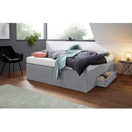 Westfalia Schlafkomfort Boxspringbett, grau, B:180cm L:200cm, Bezug Bett: Feinstrukturstoff (77% Polyester, 23%Viskose) oder Microfaser (100% Polyester);Bonnellfederkernmatratze: 100%Polyester;Kaltschaummatratze: 100% Polyester, Bezug abnehm- und waschbar bis 60C, WESTFALIA