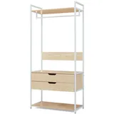 [en.casa] Garderobenständer Larem 180 x 84 x 40 cm Weiß / Eiche