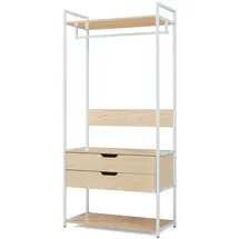 [en.casa] Garderobenständer Larem 180 x 84 x 40 cm Weiß / Eiche