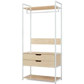 [en.casa] Garderobenständer Larem 180 x 84 x 40 cm Weiß / Eiche