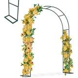 XMTECH Torbogen Rankhilfe, Gartenbogen aus Metall, 192x38x240cm, Stabiler Rosenbogen mit Bodenplatten, Rankhilfe für Kletterpflanzen, Rankbogen für Garten, Hochzeit & Feiern, wetterfest, Dunkelgrün